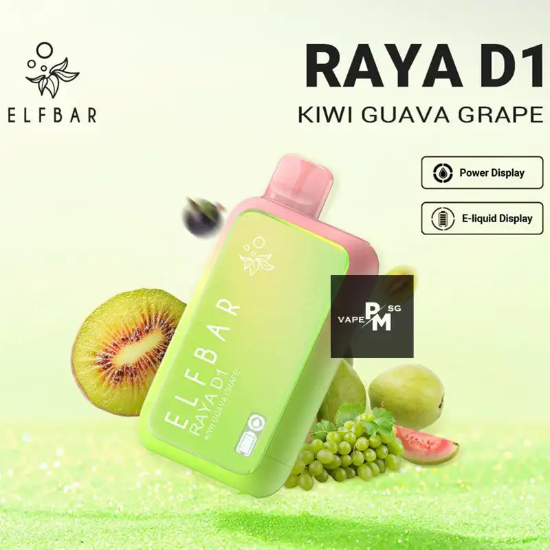 ELFBAR-RAYA-D1-13000-DISPOSABLE-FLAVOUR-LIST-KIWI-GUAVA-GRAPE-SINGAPORE-PMVAPESG