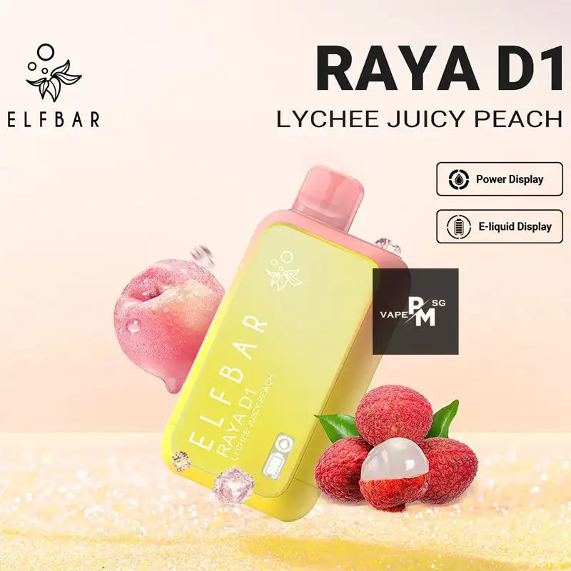 ELFBAR-RAYA-D1-13000-DISPOSABLE-FLAVOUR-LIST-LYCHEE-JUICY-PEACH-SINGAPORE-PMVAPESG