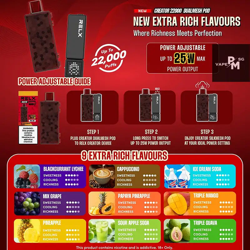 RELX-CREATOR-22000-PUFFS-CARTRIDGE-POD-SINGAPORE-PMVAPESG-FLAVOUR